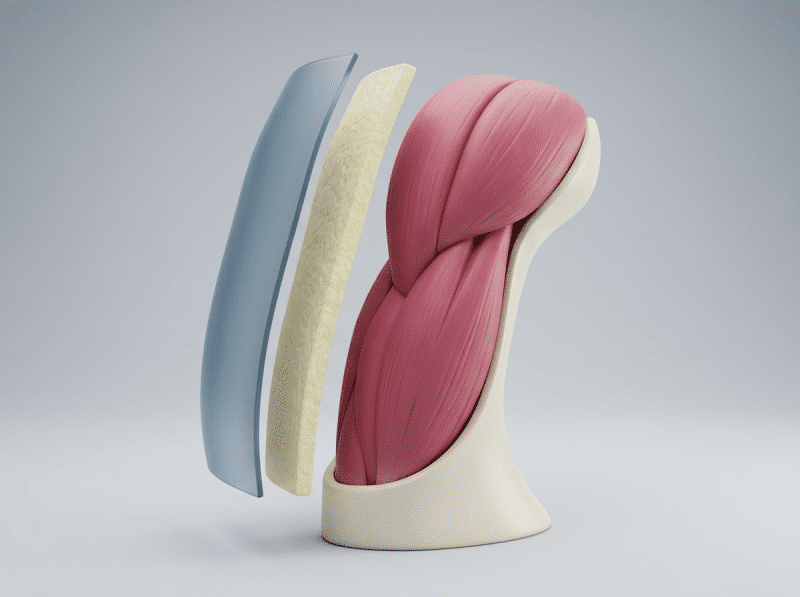 AI-illustratie met een eenvoudig anatomisch of keuzemodel voor arm lift.