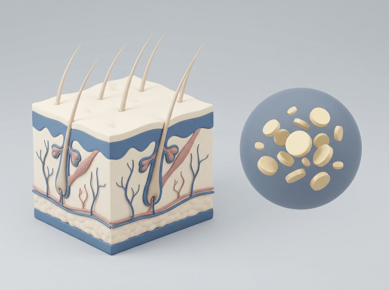 AI-illustratie met een eenvoudig anatomisch of keuzemodel voor prp - tegen haaruitval.