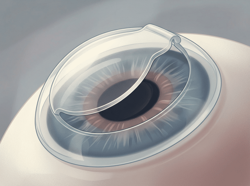 AI-illustratie met een eenvoudig anatomisch of keuzemodel voor lasik (femtolasik) ooglaser.