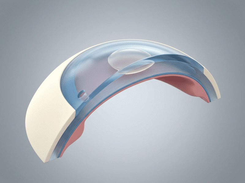 AI-illustratie met een eenvoudig anatomisch of keuzemodel voor smile ooglaserbehandeling.