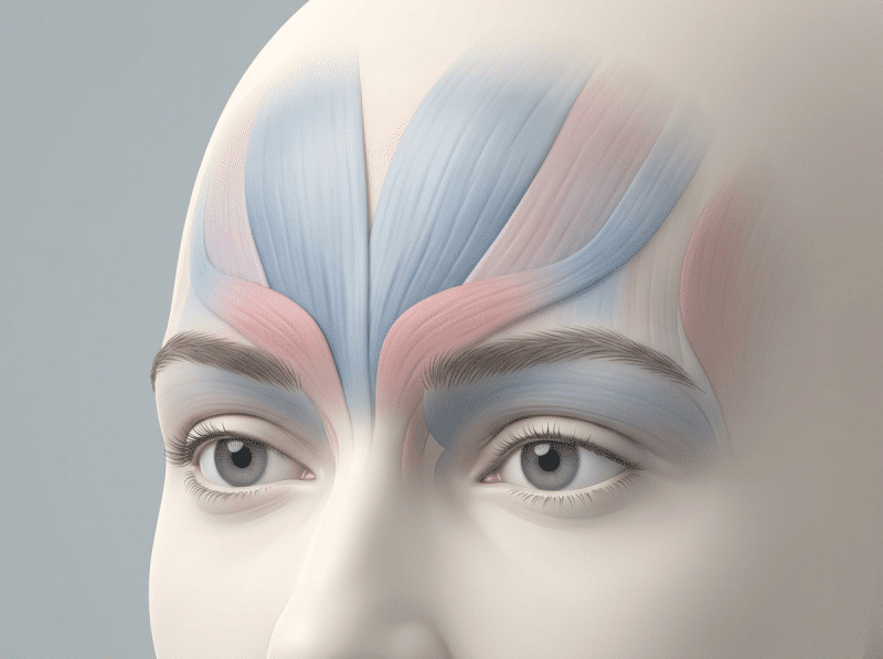 AI-illustratie met een eenvoudig anatomisch of keuzemodel voor botox®.