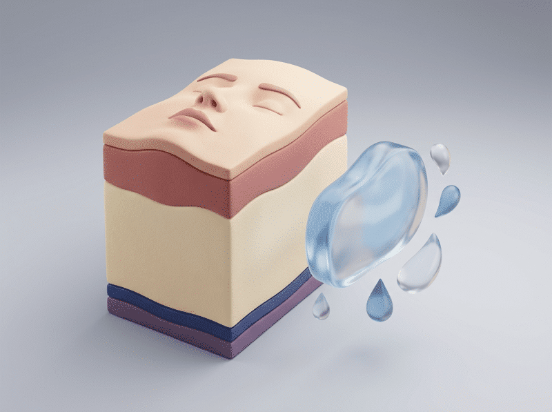 AI-illustratie met een eenvoudig anatomisch of keuzemodel voor hyaluronzuur fillers.