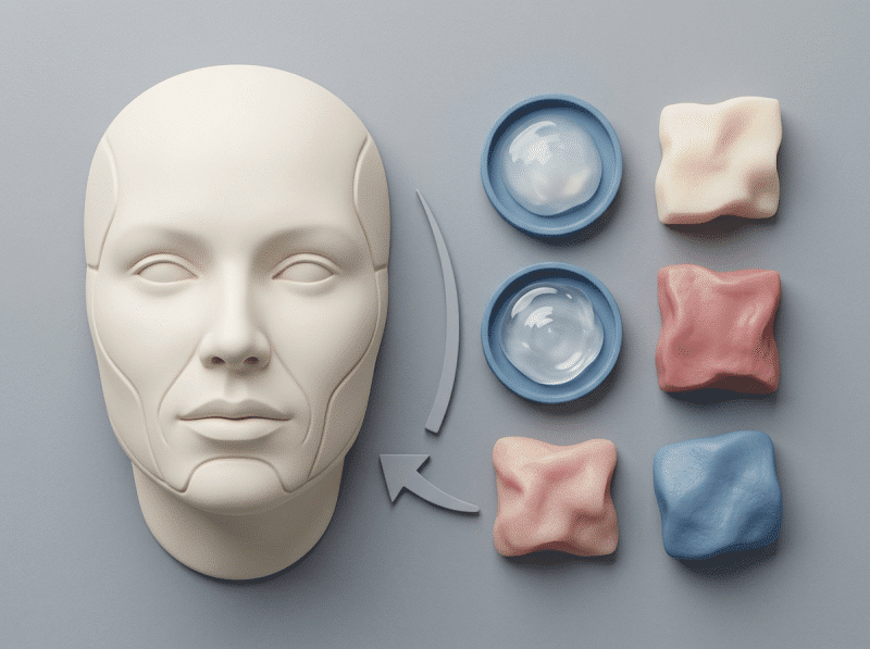 AI-illustratie met een eenvoudig anatomisch of keuzemodel voor fillers.