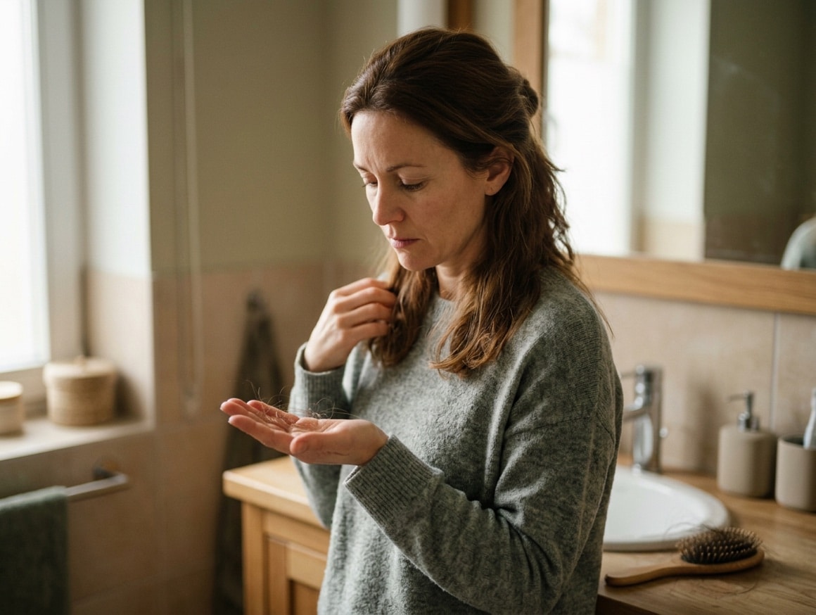 Herkenbare situatie vóór een behandeling van haaruitval bij vrouwen
