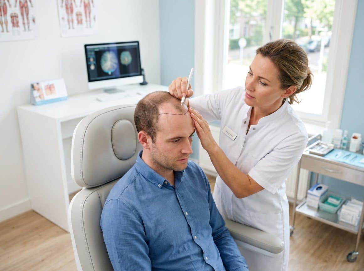 Herkenbare situatie vóór een niet-chirurgische haartransplantatie