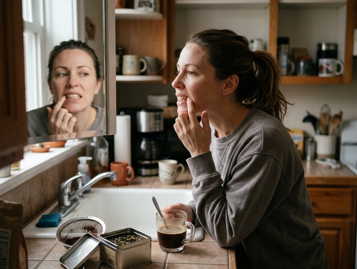Herkenbare situatie vóór een whitening kits voor thuis